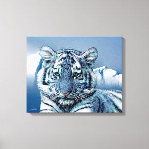 Blue White Tiger Canvastryck