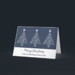 Blue White Träd Brother God jul Kort<br><div class="desc">God jul för broderkort i modern marinblått med ornata illustrationer av julgran.</div>