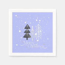 Blue &White Trees Elegant Christmas Holiday  Pappersservett