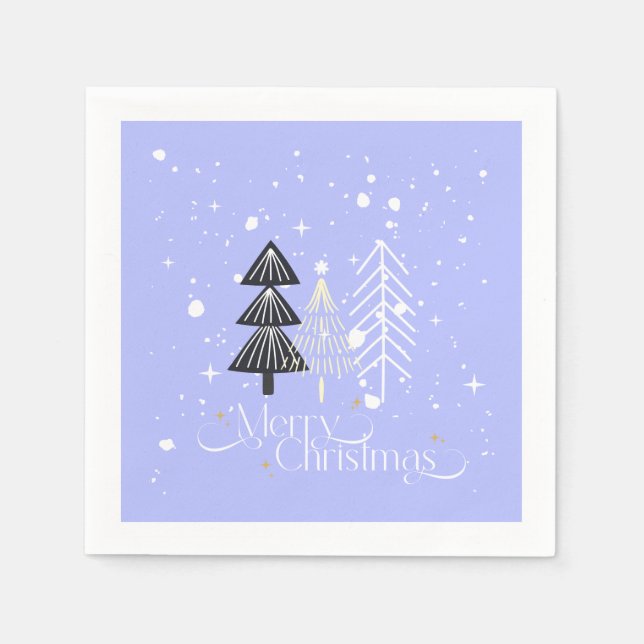 Blue &White Trees Elegant Christmas Holiday  Pappersservett (Framsidan)