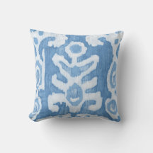 Blue & White Tribal Ikat Dekorativ kudde