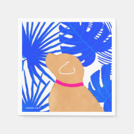 Blue White Tropical Island Gult Hund Party Napkin Pappersservett