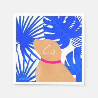 Blue White Tropical Island Gult Hund Party Napkin Pappersservett