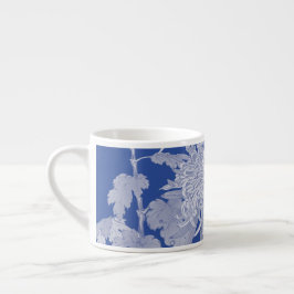 Blue White Vintage Chinoiserie Blommönster Espressomugg