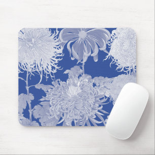 Blue White Vintage Chinoiserie Blommönster Musmatta