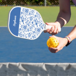 Blue White Vintage Floral Toile Personalized Name 