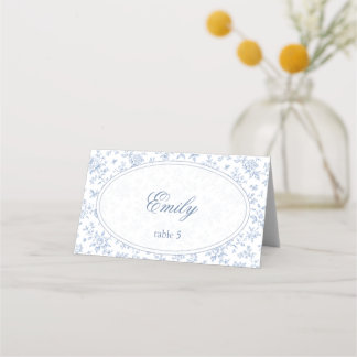 Blue & White Vintage Floral Wedding place card Placeringskort