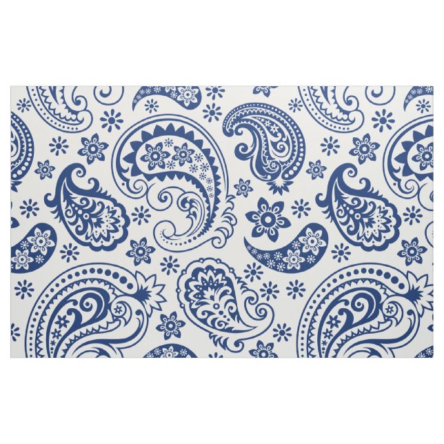 Blue & White Vintage Paisley Mönster Tyg (Fat Quarter)