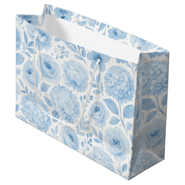 Blue White Watercolor Floral Pattern (Framsidan Vinklad)