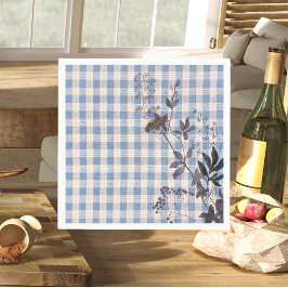 Blue White WildblomGingham Play Farmhouse Pappersservett