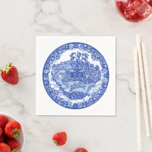 Blue White Willow Rabbit Classic Whimsical Napkins Pappersservett