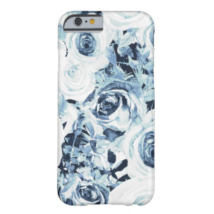 Blue White Winter Blommigt Ro Vintage Shabby chic Barely There iPhone 6 Skal