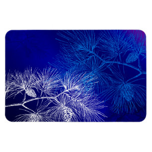 Blue White Winter Helgdag Gräs Magnet
