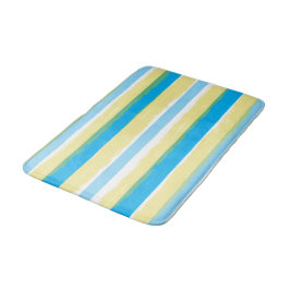 Blue White Yellow Summer Stripes Badrumsmatta