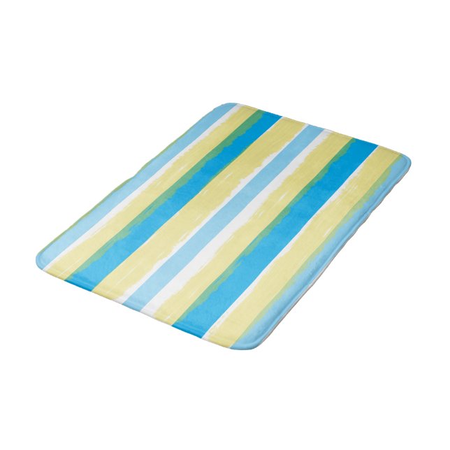Blue White Yellow Summer Stripes Badrumsmatta (Vinklad)