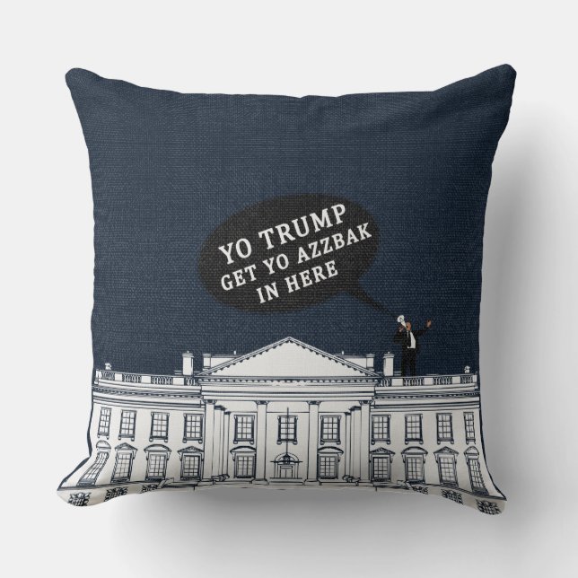 Blue White Yo Trump Kom back Bakom Whitehouse Kudde (Framsida)