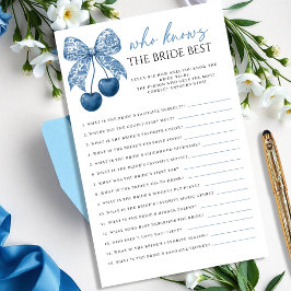 Blue Who knows the Bride Best Bridal Shower Game