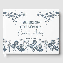 Blue WildblomBlommigt Boho Bröllop Gästböcker
