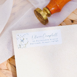 Blue WildblomBoho Returadress Etikett