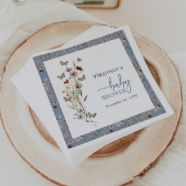 Blue Wildblomma Baby Shower Pappersservett