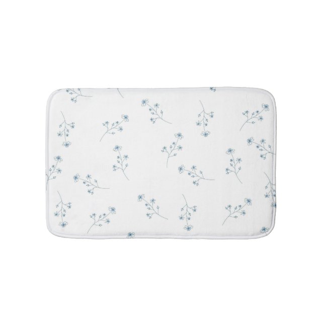 Blue Wildblomma Mönster Badrumsmatta (Framsidan)