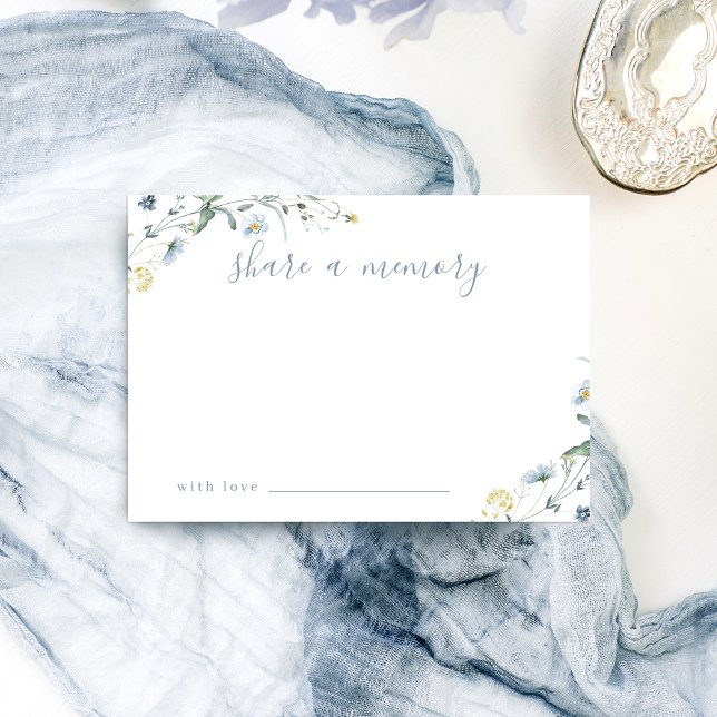 Blue Wildblomma Rustic Boho  ett minneskort Tack Kort (Blue Wildflower Rustic Boho share a memory card)