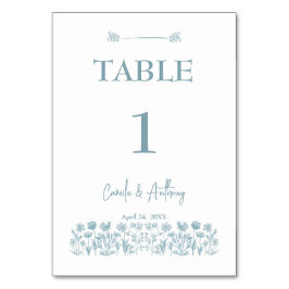 Blue WildblommBoho Bröllop Bordsnummer