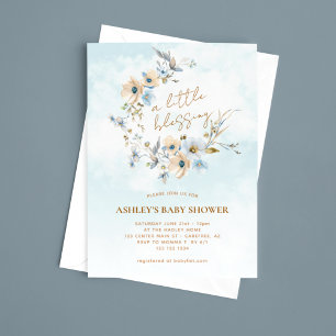 Blue Wildblommor Boho Baby Shower Inbjudningar