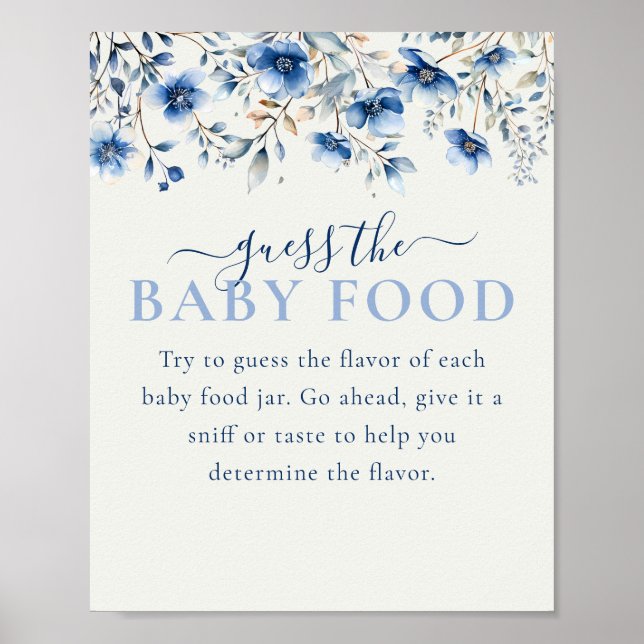 Blue Wildblommor gissar att Baby Food Baby Shower  Poster (Framsidan)