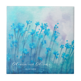 Blue Wildblommor Kakelplatta