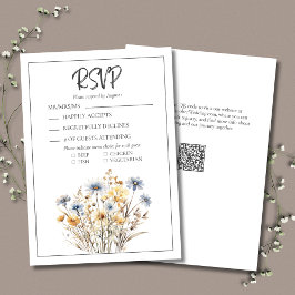 Blue Wildblommor Modern Elegant Forme Bröllop OSA Kort