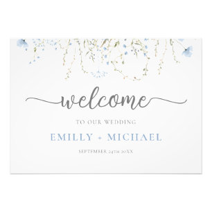 Blue Wildblomperiwinkle Bröllop Fototryck