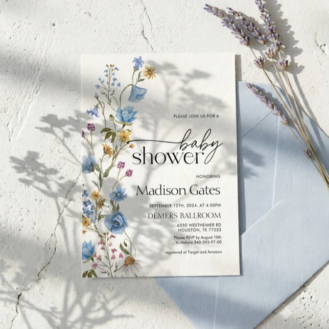 Blue Wildflower Baby Shower Invitation  Inbjudningar (Skapare uppladdad)