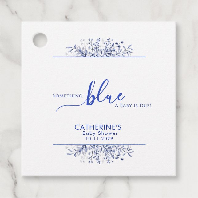 Blue Wildflower Frame Something Blue Baby Shower  Gåvor Etiketter (Framsida)