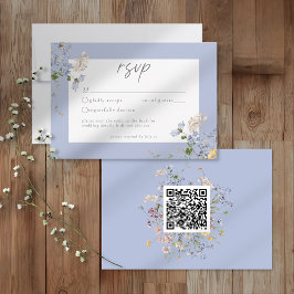 Blue Wildflower Garden Elegant Wedding QR OSA Kort