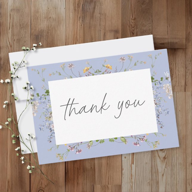 Blue Wildflower Garden Elegant Wedding Tack Kort (Skapare uppladdad)