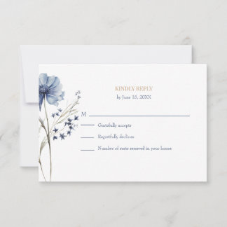Blue Wildflower Garden RSVP with Botanical Back OSA Kort