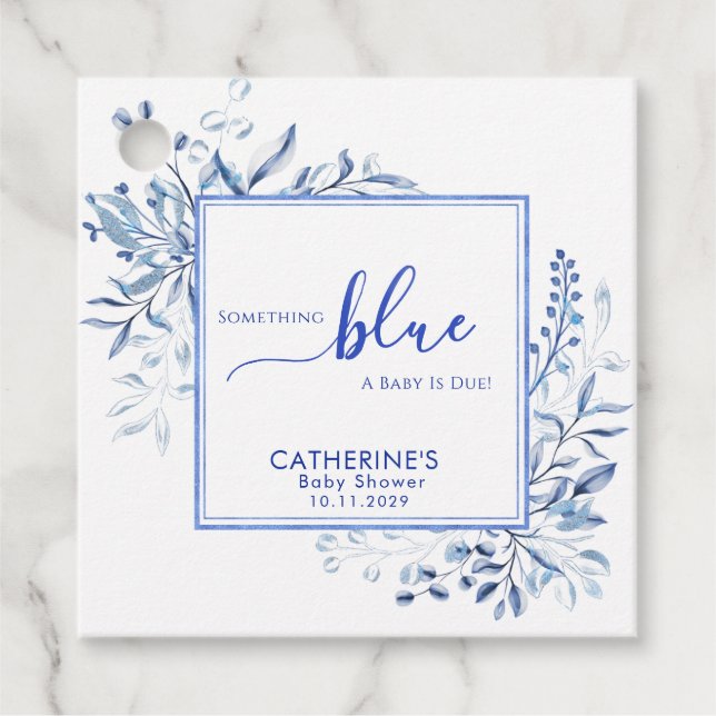 Blue Wildflower Something Blue Baby Shower Gåvor Etiketter (Framsida)