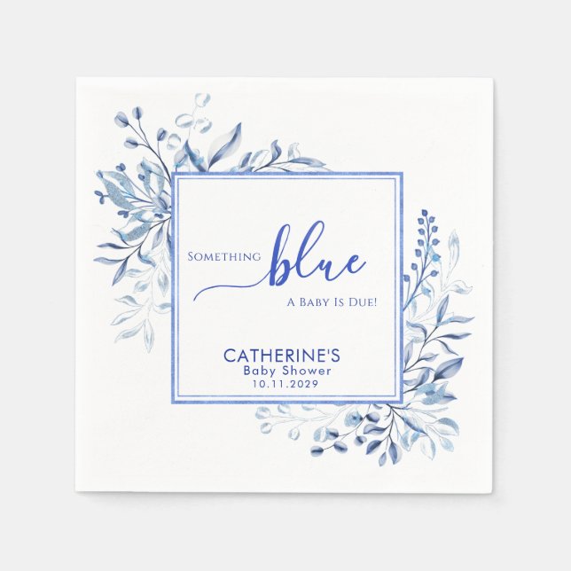 Blue Wildflower Something Blue Baby Shower Pappersservett (Framsidan)