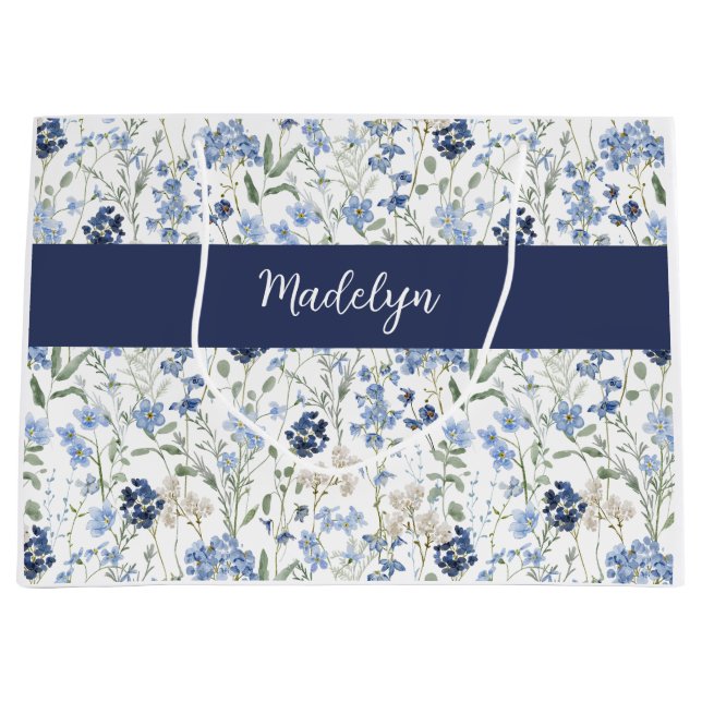 Blue Wildflower Watercolor Monogram Name (Framsidan)