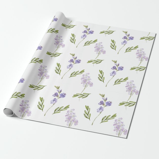 Blue Wildflower Watercolor  Presentpapper (Utrullad)