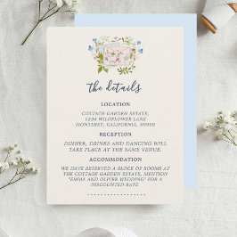 Blue Wildflowers Romantic Garden Wedding Tilläggskort