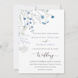 blue wildflowers wedding invitation inbjudningar