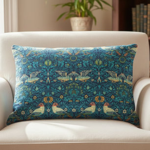 Blue William Morris Art Birds Pillow Prydnadskudde