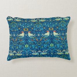 Blue William Morris Art Birds Pillow Prydnadskudde
