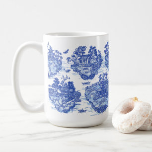 Blue Willow Animal Rabbit Hjort Fox Bird Kaffemugg