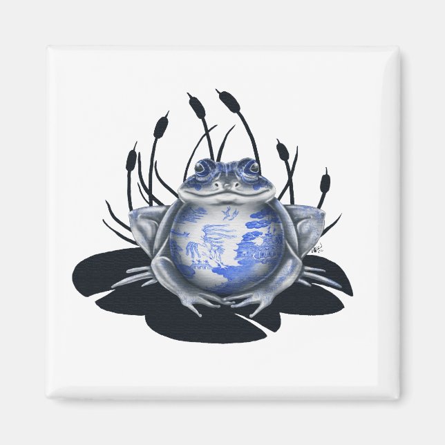 Blue Willow Bull Frog Magnet (Framsidan)