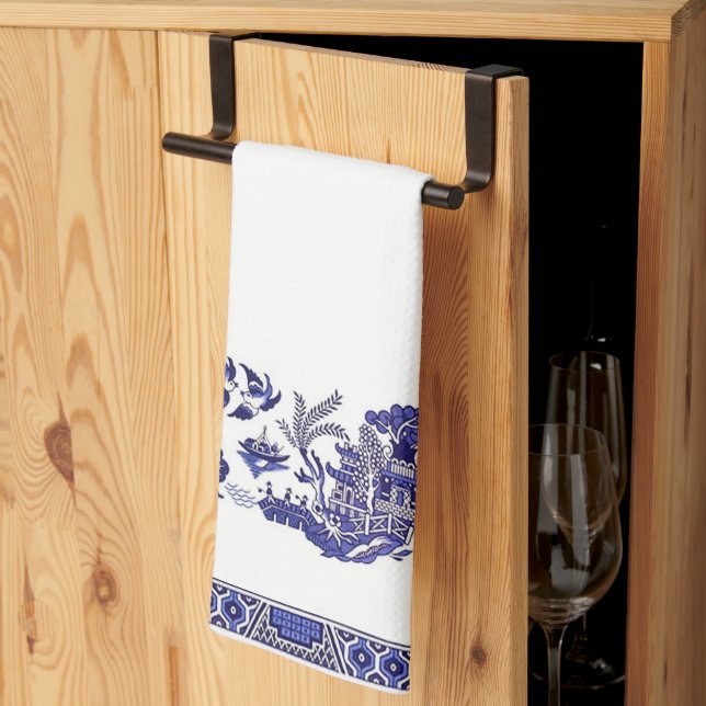 Blue Willow China Design Kitchen Towel Kökshandduk (Thirds Fold)