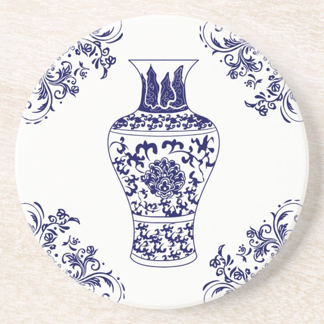 Blue Willow Chinoiserie Blue and White Ginger Burk Underlägg (Framsidan)