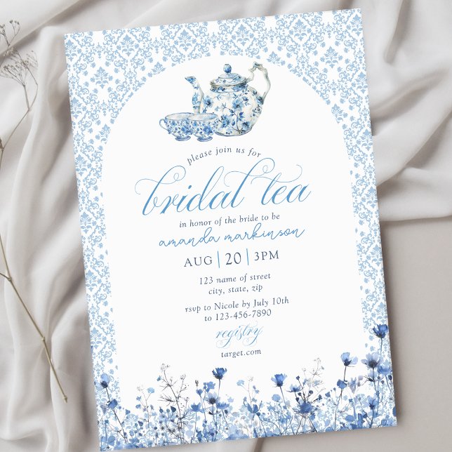 Blue Willow Chinoiserie Bröllops Te Shower Fest Inbjudningar (Skapare uppladdad)